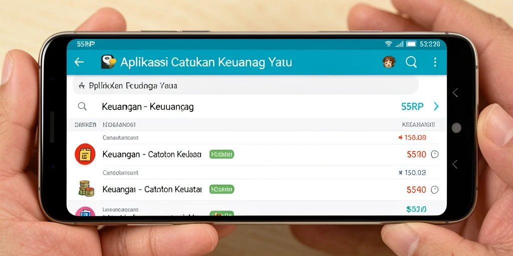 Antarmuka aplikasi Catatan Keuangan 55RP yang mudah digunakan.