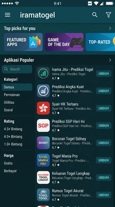 Tampilan katalog aplikasi iramatogel