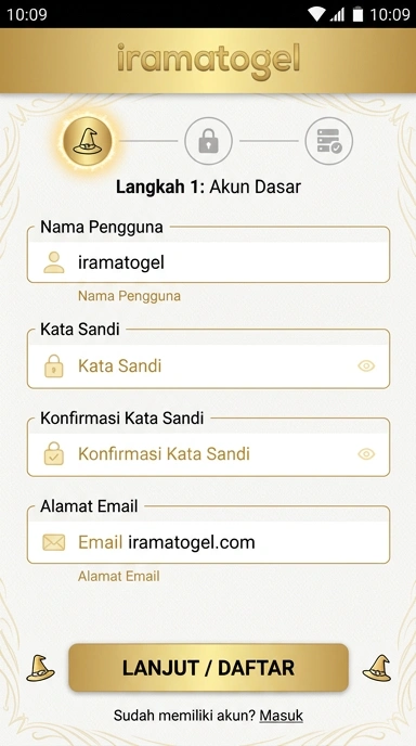 Tampilan halaman daftar iramatogel